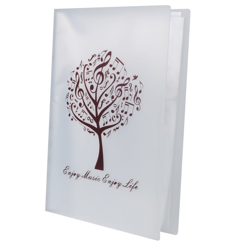 PUNK Music Sheet File Paper Storage Folder Documents Holder Blank Sheet Files Plastic A4 Size 40 Pockets (Music Tree White) - Image 1